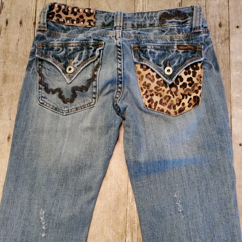MISS ME Leopard Print Faux Fur Bootcut Jeans